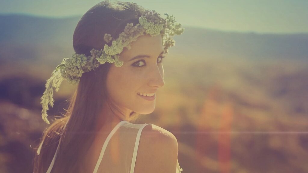 sexy woman, dream, landscape, white dress, grunge